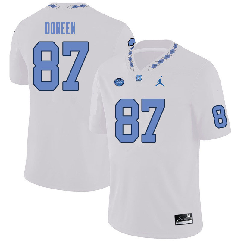 Men #87 Colby Doreen North Carolina Tar Heels College Football Jerseys Sale-White